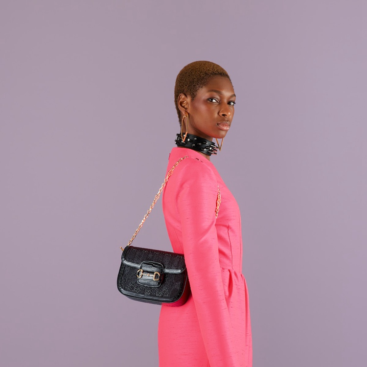 675801.FABCP.1161.003.100.0000.Light Gucci Horsebit 1955 GG crystal mini bag